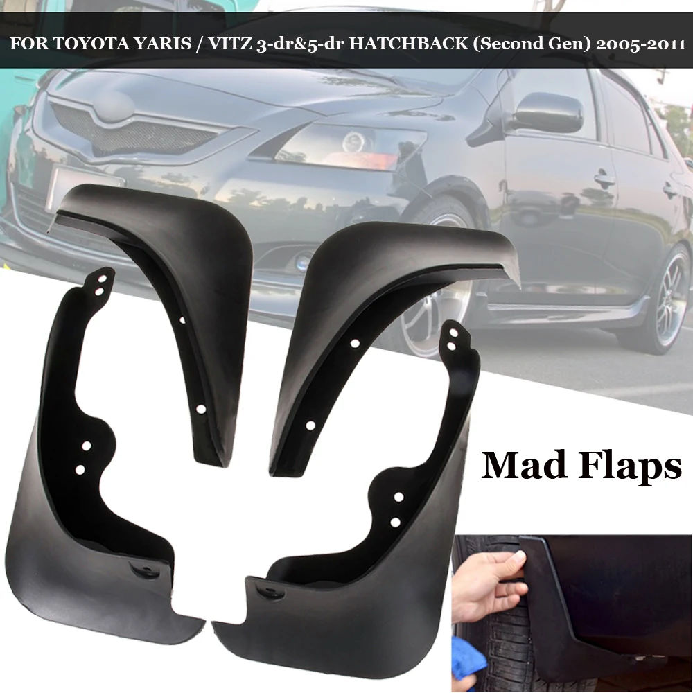 

Mudguards Splash Guards Mud Flaps 4Pcs ABS plastic For TOYOTA YARIS Black New