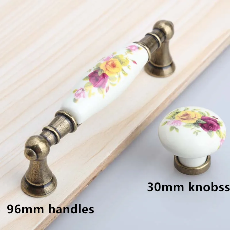 96mm peony porcelain pull handles rural ceramic drawer cabinet knobs bronze dresser handle retro fashion furniture handles knobs 96mm fashion vintage rural ceramic furniture handle antique brass kitchen cabinet dresser handle bronze drawer shoe cabinet knob
