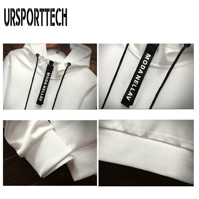 URSPORTTECH мужская толстовка с капюшоном длинным рукавом на молнии хип хоп Harajuku