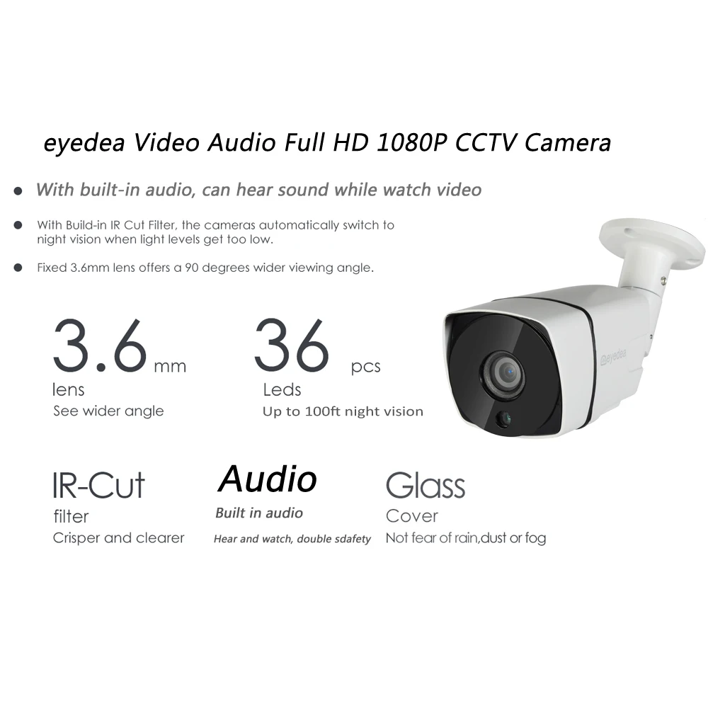 Eyedea 8 CH цифровой видеорегистратор HDMI 1080P 5500TVL Аудио встроенный 36x зум PTZ контроль