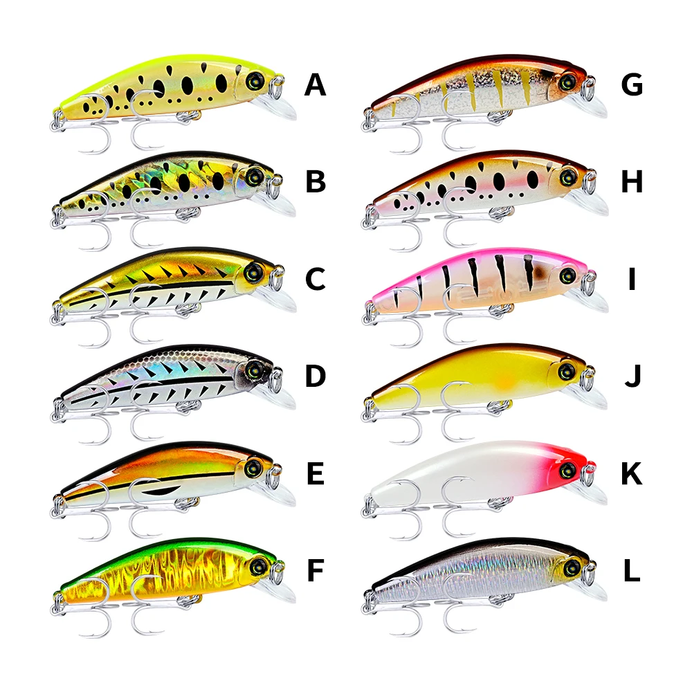1PC Fishing Minnow Lures 3.15/"-8cm Artificial Fishing Lures Bait 12 Colors Bass