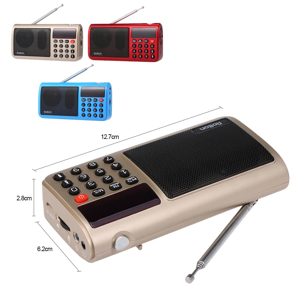 Портативный FM радиоприемник Rolton T50S для ПК iPod телефона FM/MW/SW музыкальный плеер Mp3