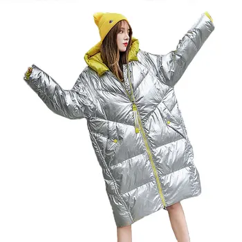 

2020 Silver Down Cotton Parka Thick Bread Clothing Plus Size European Hat Cotton Padded Clothes Jacket Women Winter Coat 168