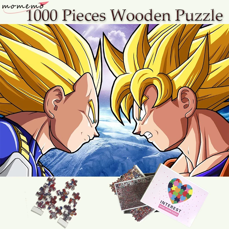 

MOMEMO Dragon Ball Wooden 1000 Pieces Puzzle Jigsaw Goku Vegeta Battle Puzzle Games Toys for Adults Kids Exercise Thinking Toys