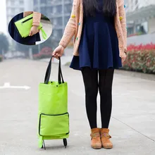 Модная Складная домашняя сумка для покупок на колесиках, многоразовая Тележка для покупок, переносная Экологичная сумка для хранения, большие складные сумки с ручками