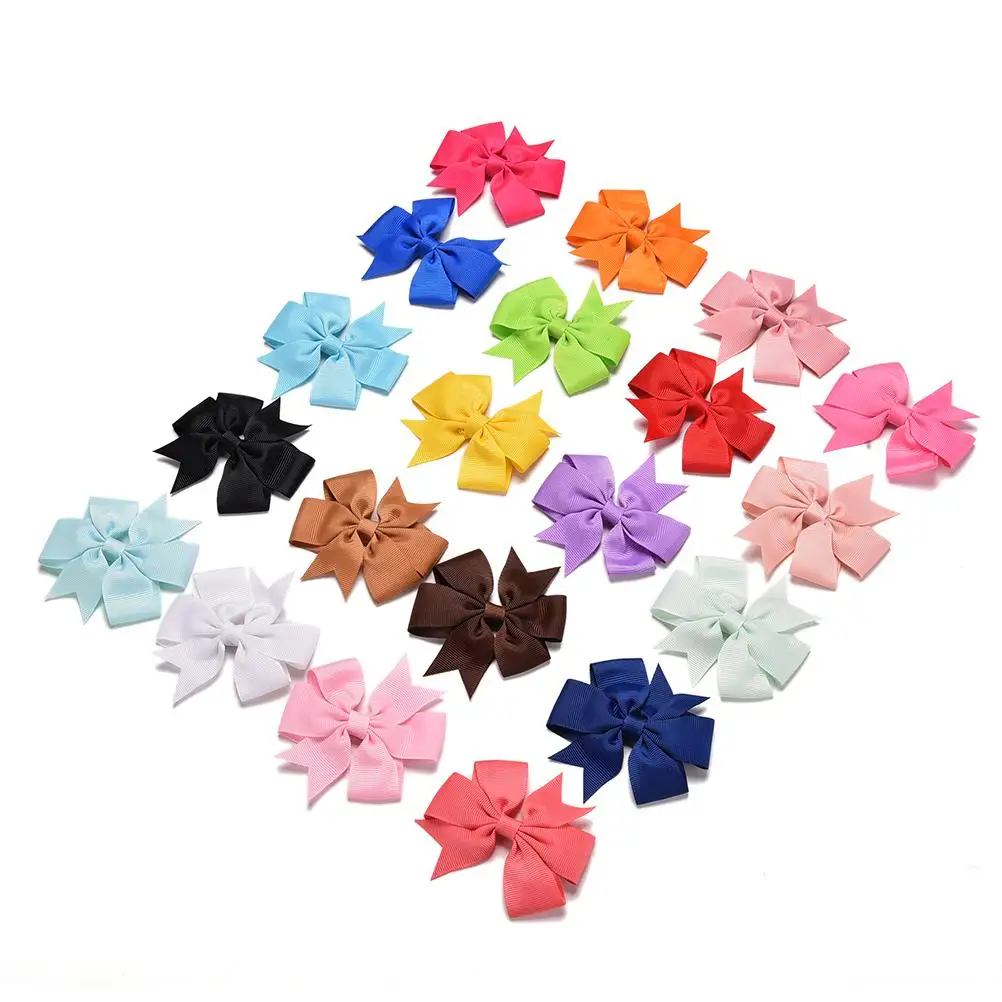 2019 New 20 pcs/lot Cute 3 inch Grosgrain Ribbon Boutique Hair Bows With Clip Hairpins For Kids Girl Accessories | Детская одежда и