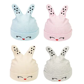 

Toddler Boys Girls Hats 0-4Month Lovely Rabbit Ears Cotton Infant Hat Soft Elastic Toddler Warm Beanie Cap2019 g