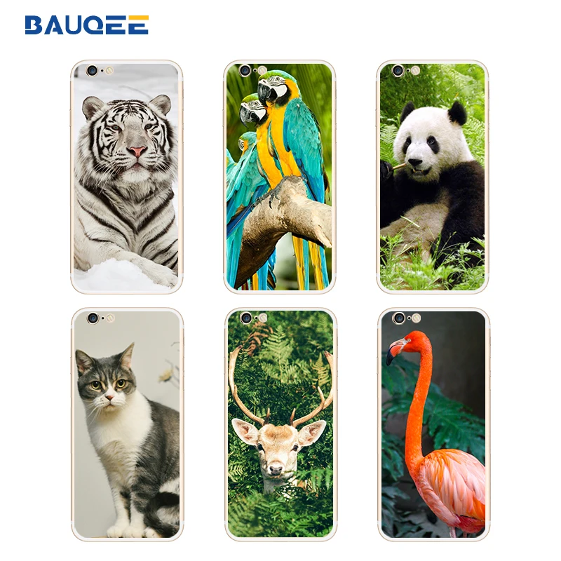 Bauqee ультра тонкий чехол для iPhone 6 s cat панда Тигр Животные милые Телефонные Чехлы