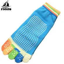 FDBRO женские радужные тренировочные Нескользящие Дышащие носки с пальцами фиолетовые спортивные цветные носки для йоги популярные хлопковые носки для фитнеса пилатеса