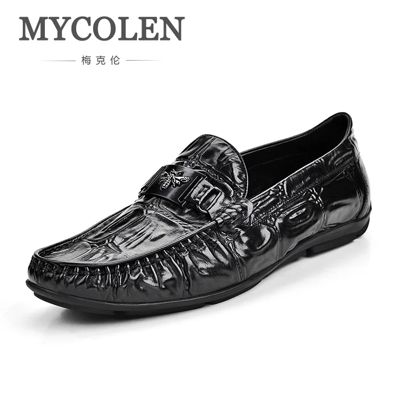 

MYCOLEN Men's Spring/Autumn Doug Male Leather Crocodile Shoes Casual Shoes Elegant Fashion Brand Shoes British Trend Shoes