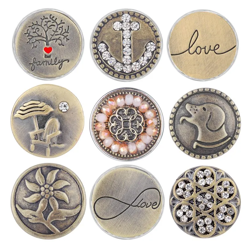 

Antique Brass design Snap button 18mm Snap Charms fit Ginger Snaps jewelry Vn-1988
