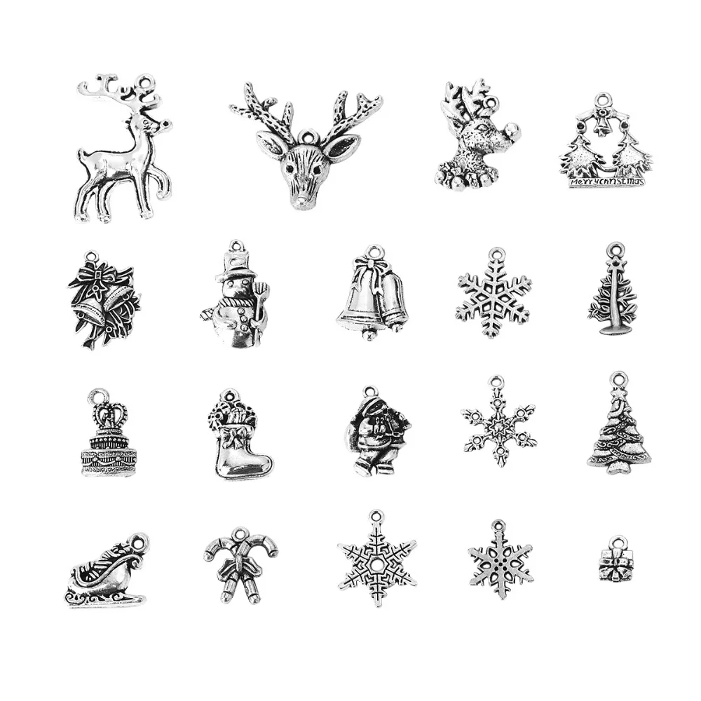 

DoreenBeads Zinc Based Alloy Pendants Bell Antique Silver Mixed Christmas Snowflake 39mm x26mm- 12mm x8mm, 1 Set ( 19 PCs/Set)