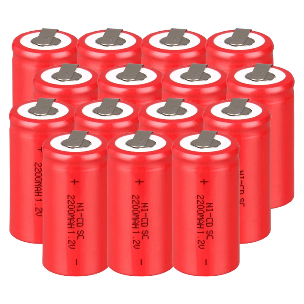 Самая низкая цена 15 шт аккумулятор SC 1 2 v батареи перезаряжаемые 2200 mAh nicd Батарея
