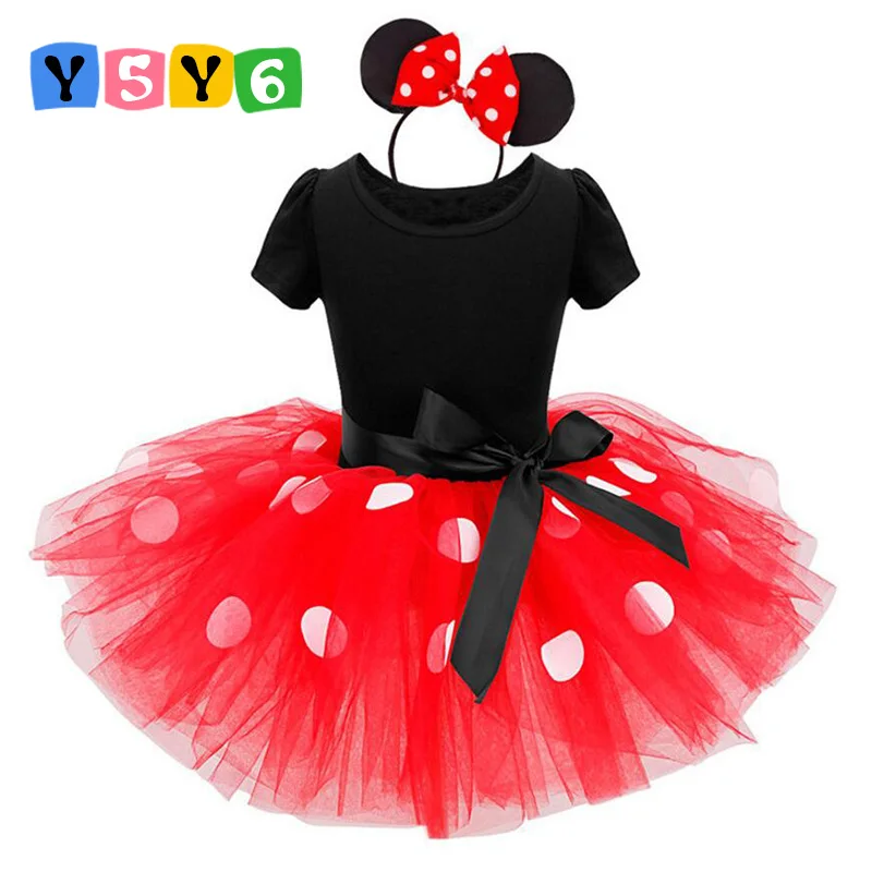 Дешево Новинка 2018 года, детский подарок, нарядное платье пачка с Минни Маус, маскарадный костюм для девочек, платье с Минни Маус + повязка на голову, ...