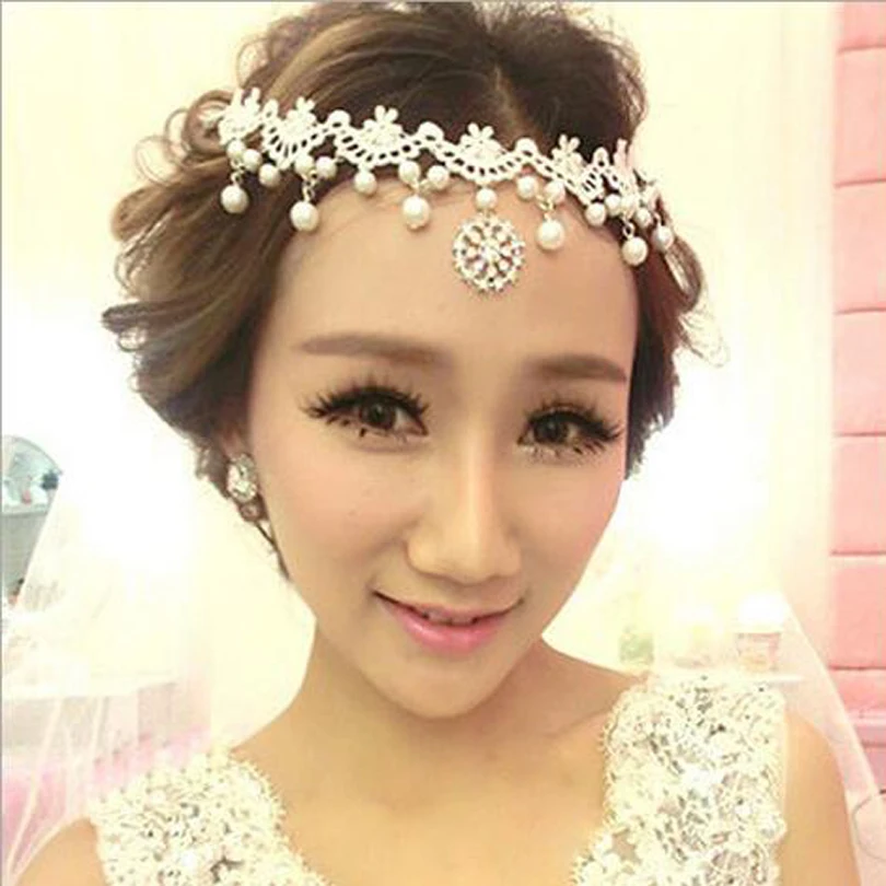 Vintage Bridal Pearl Lace Hairband Hair Jewelry Bride Frontal Act The Role Of Wedding Dress Accessories Wedding Hair Accessories