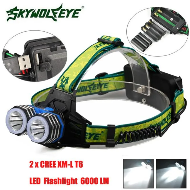 Велосипедный фонарь 6000LM 2X XM L T6 светодиодный Перезаряжаемые 18650 USB фары фара