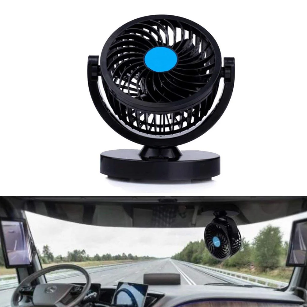 New 4" 360 Rotating Strong Wind Car Cooling Fan Low Noise Portable for