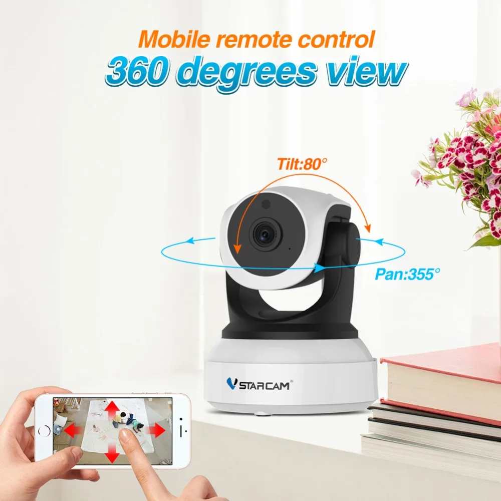 Monitor do Bebê Câmera de Segurança Vigilância sem Fio Vstarcam ip Visão Noturna ir Gravação Áudio hd Câmera C7824wip 720 p wi fi 2 security ip camera