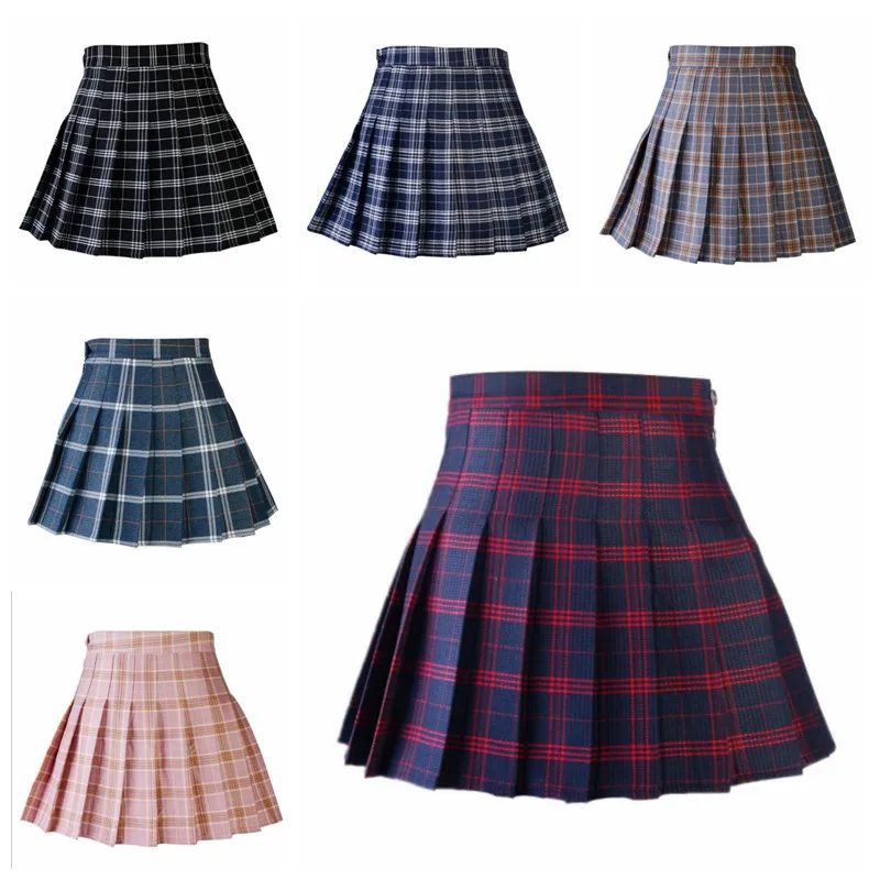 ROPALIA Women Skirts Summer Women Plaid Kawaii Skirt High Waist Black White Skirts Harajuku Mini Skirts