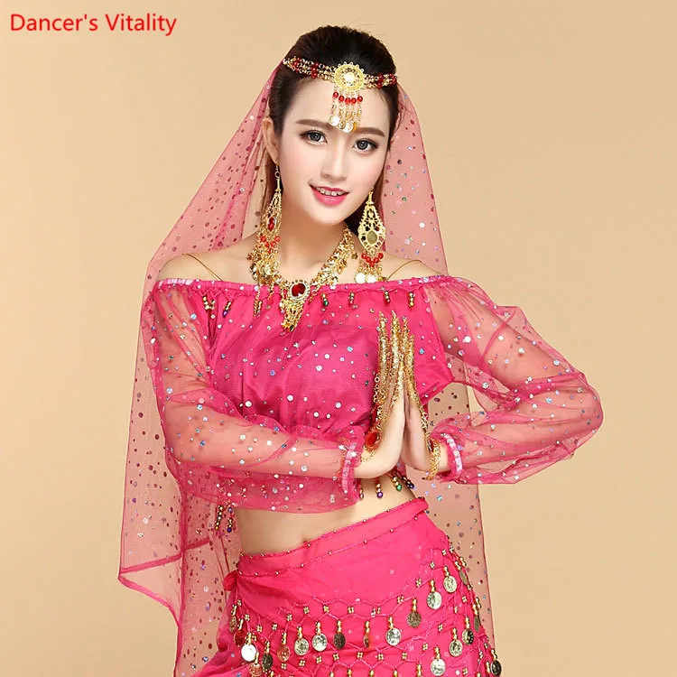 

Long Sleeve Off Shoulder Adult Women Belly Dance Tops 6 colors Kids Chiffon Gypsy Costume Dancewear tops