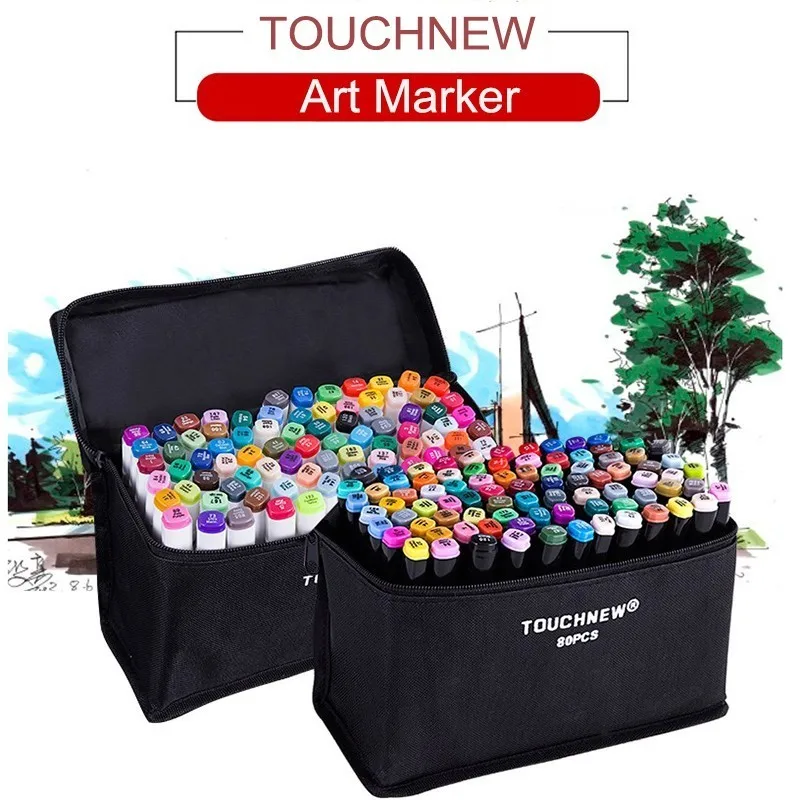 

TOUCHNEW 30/40/60/80 Colors Art Markers Alcohol Based Markers Drawing Pen Set Manga Dual Headed Art Sketch Marker Design Pens