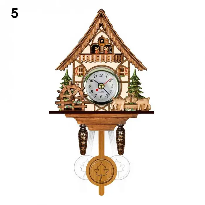 HOT Antique Wooden Cuckoo Wall Clock Bird Time Bell Swing Alarm Watch Home Art Decor TI99
