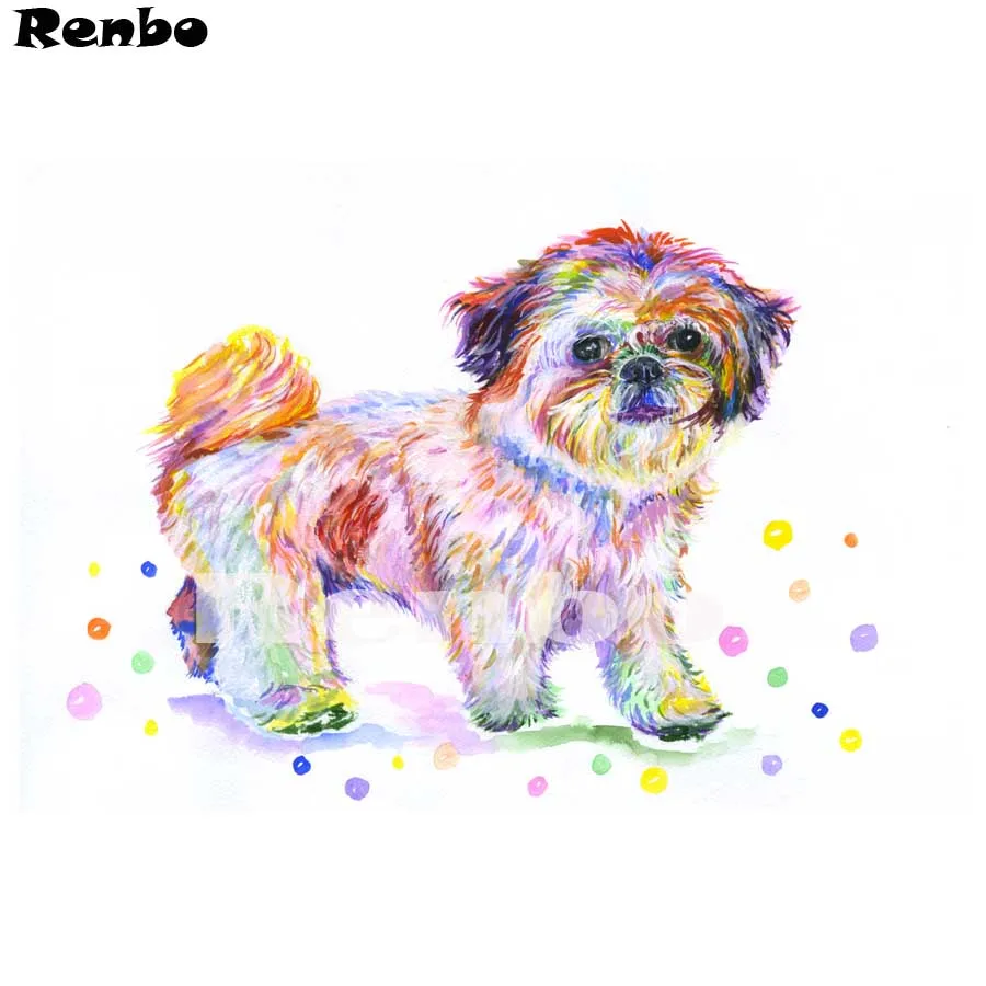 

Hobby 3d Diamond Embroidery Shih Tzu Animal pet Dog Diamond Art watercolor Cross Stitch Diamond Painting Full Square Wall Decor