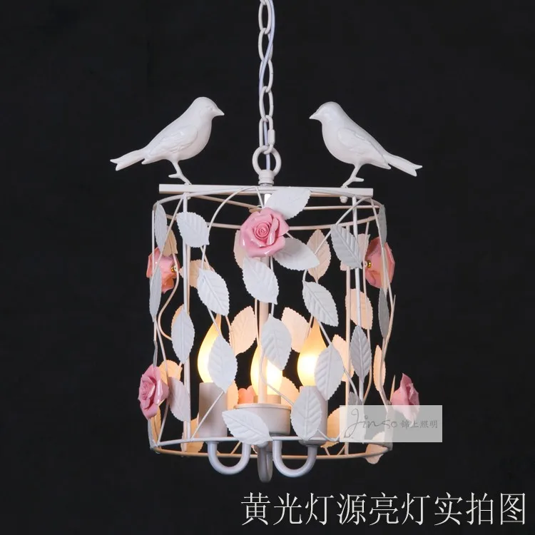 korean black white iron bird cage Flower Pendant Light Restaurant kitchen bedroom bedside lamp Bar hanging light E27 | Лампы и