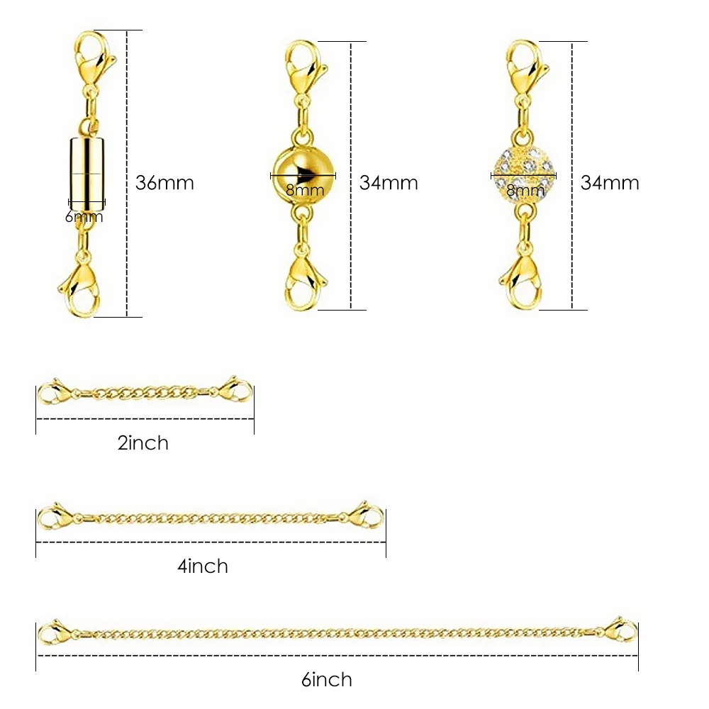 12-25 шт магнитные застежки и расширитель цепи набор для ожерелья удлинитель для браслета магнитные затворы ювелирные изделия