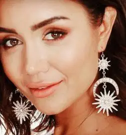 Big Luxury Sun Moon Stars Drop Earrings Rhinestone Punk for Women Jewelry Golden Boho Vintage Statement | Украшения и аксессуары
