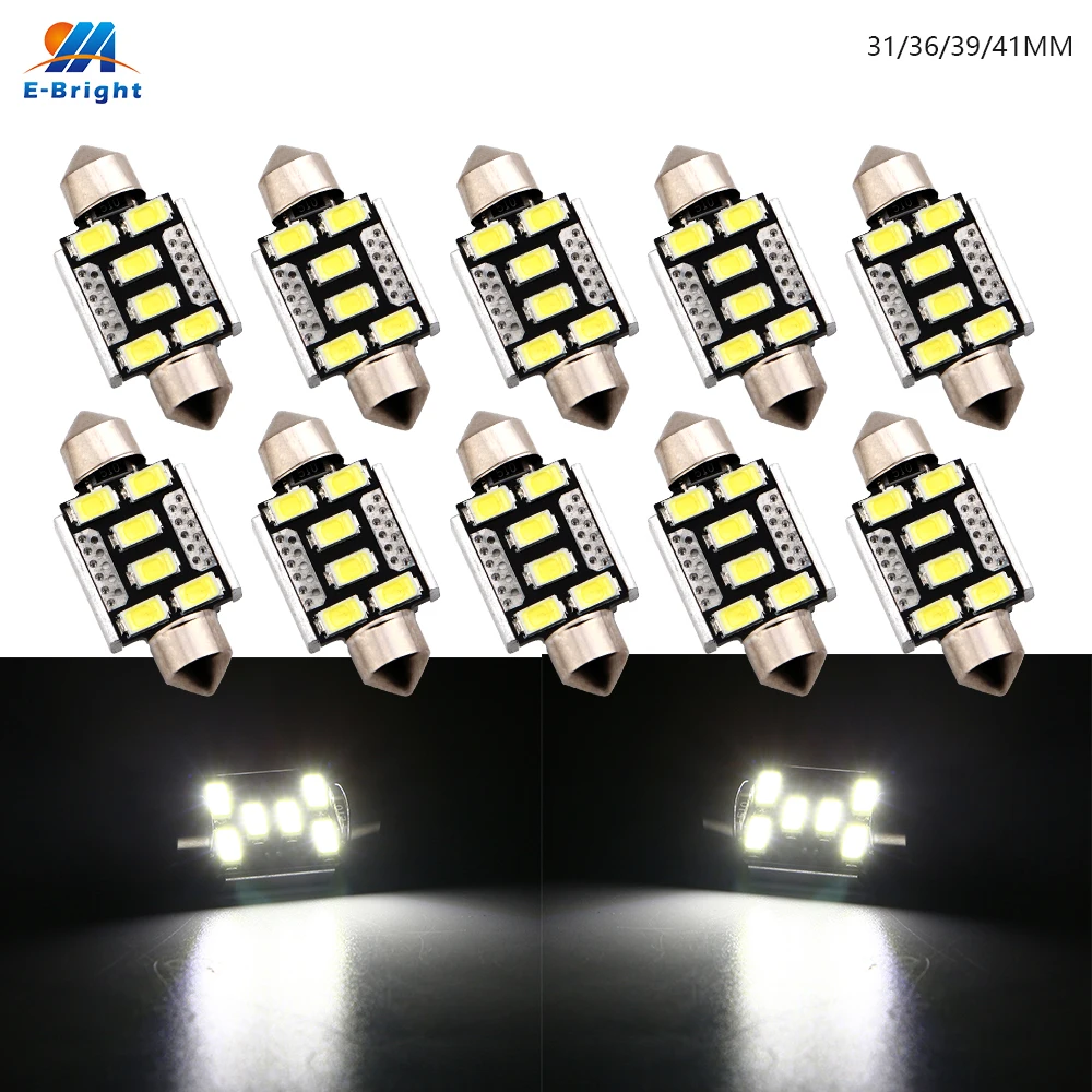 

10PCS C5W Led White CANBUS ERROR FREE Festoon Bulb 5630 6 SMD 6 LED 31MM 36MM 39MM 41MM Auto Dome Reading signal light lamp 12V