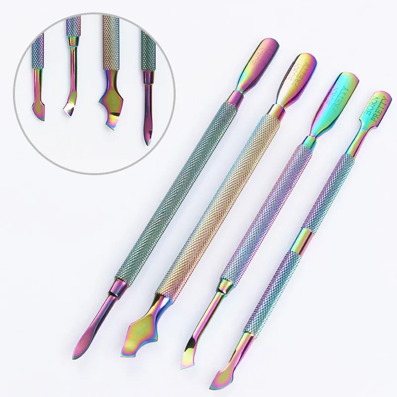 

BORN PRETTY 1Pc Dual-ended Cuticle Pusher Stainless Steel Remover Rainbow Cuticle Manicure Nail Art Tool Random Pattern