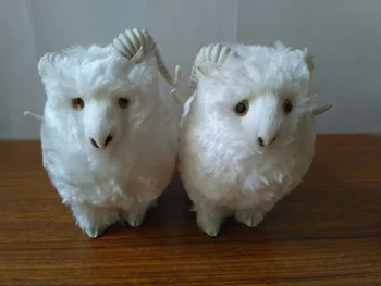 

simulation sheep 12x6x11cm plastic&faux furs white goats one lot / 2 pcs model handicraft prop home decoration gift d2343