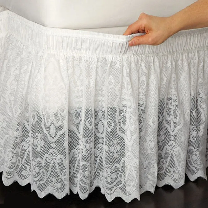 Lace Princess Solid Elastic Bed Skirt Without Bed Surface Bed Apron Decor Bedspread Lace Bed Skirt twin full queen king size