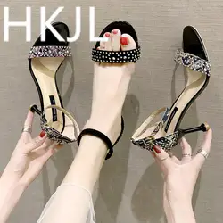 HKJL сандалии-гладиаторы Лето 2019 новые модные Универсальные сандалии slingback Обувь на высоком каблуке для девочек A396