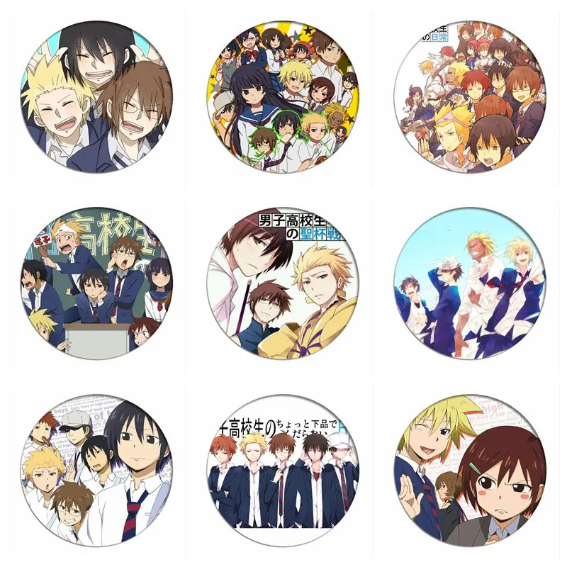 

1pcs Daily lives of high school boys Cosplay Badge Hideyoshi Tadakuni Brooch Pins Yoshitake Collection Badges for Backpacks