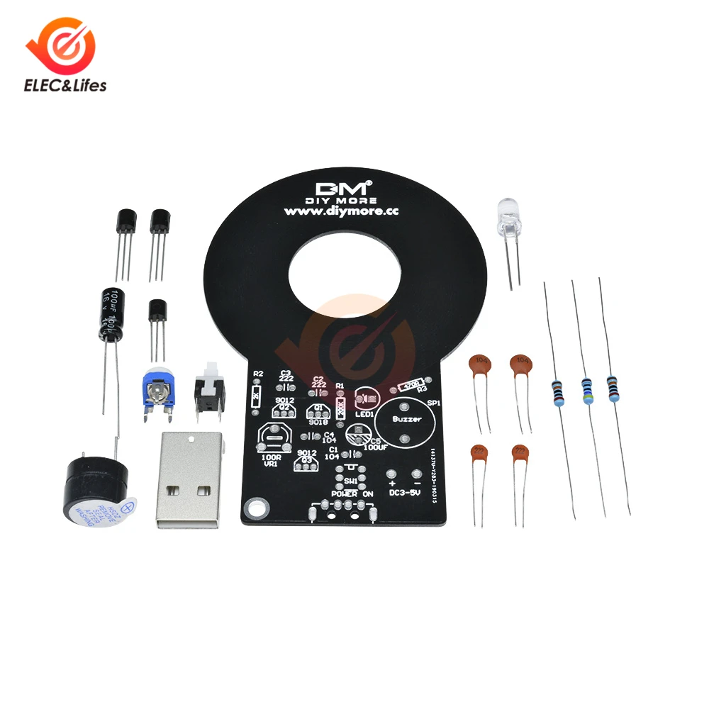 Металлоискатель электронный DIY Kit 18650 USB Мощность банк Зарядное устройство коробка DC 3 V-5 V 60 мм Бесконтактный Сенсор борту модуль детектор металла