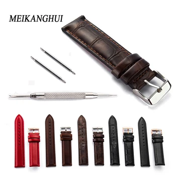 

Leather Watchband Women Watch Band 22mm 20mm 18mm 16mm 14mm 12mm Wrist Watch Strap On Belt Watchbands Bracelet Metal Buckle