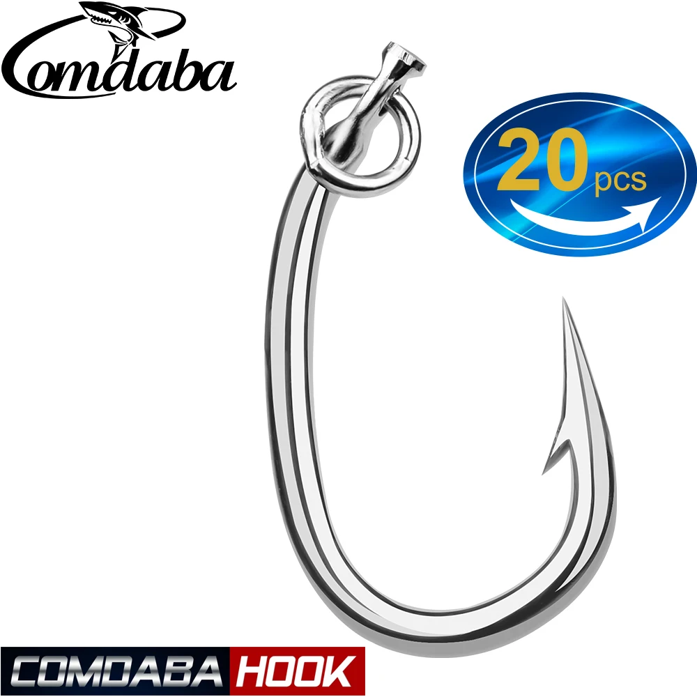 

COMDABA 20pcs/lot Saltwater Fishing Hook Tuna Hook 10/0#-12/0# Model Fishing Tackle Stainless Steel Fishhook