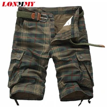 LONMMY клетчатые шорты для мужчин пляжные бермуды в стиле милитари masculina армии хлопковые модные S короткие masculino одежда тонкие летние треники
