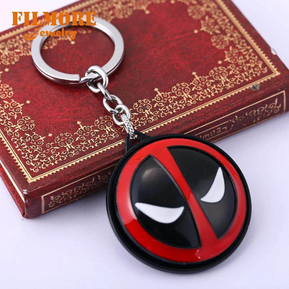 

The Avengers Super Hero Deadpool Pendant Keychain Metal Alloy Deadpool Logo Marvel Comics Mask Keychain Famous Movie Jewelry