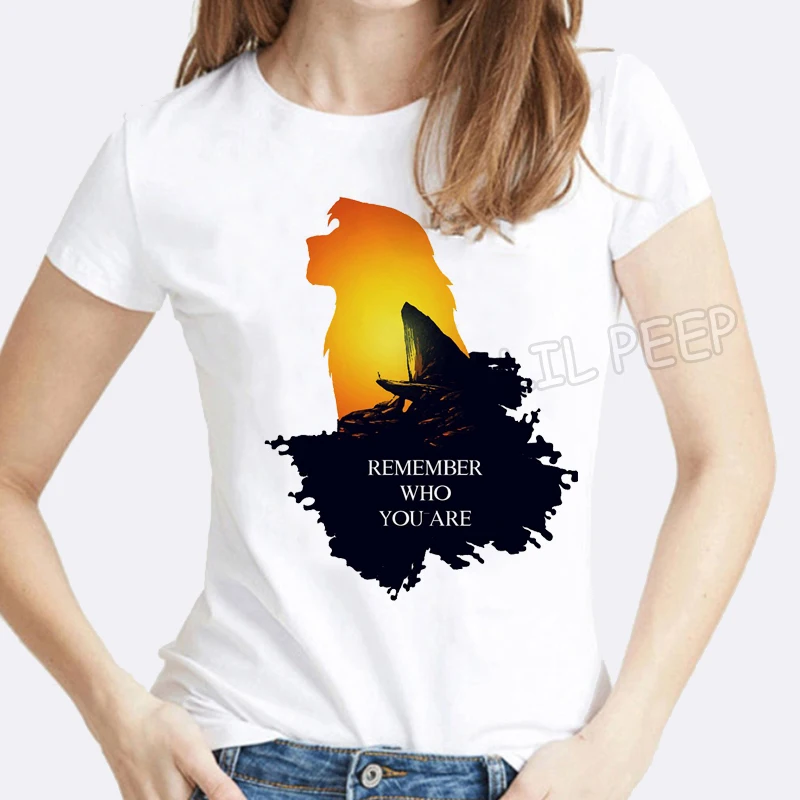 

Summer White Top Graphic Tees Women Remember Who You Are Lion King Funny T Shirts O-Neck Korean Clothes Comfortable Tshirt