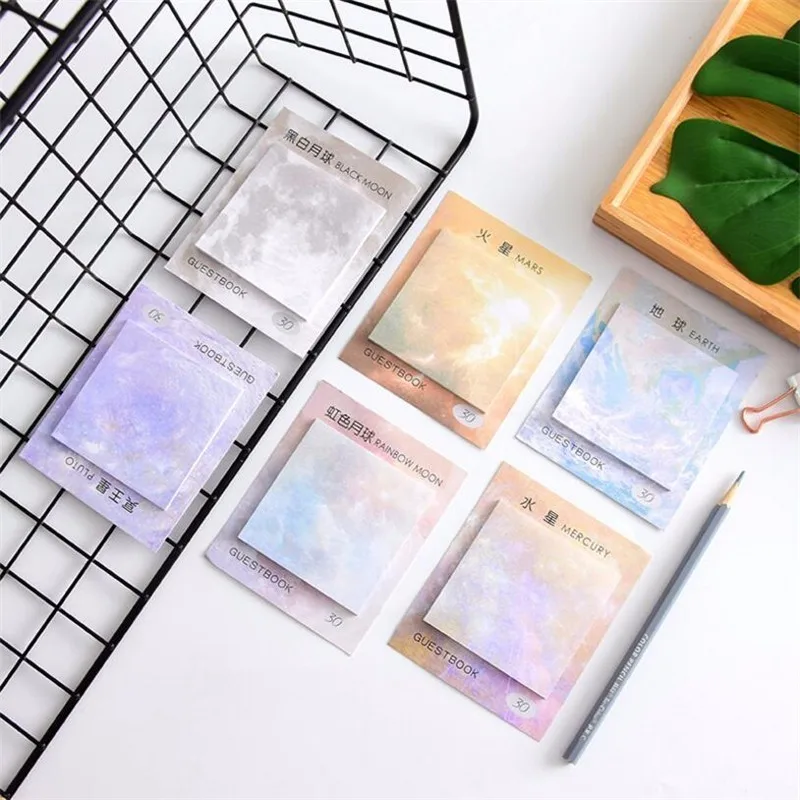 Planets Sticky Notes Weekly Daily Planner Stickers Bookmark Kawaii Memo Pad Papelaria Stationery Office School Supplies | Канцтовары для