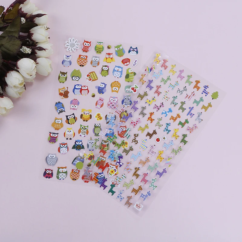 

1sheet Cartoon Animal Sticker 3d Sticker Giraffe & Owl Stickers for Kids Cute Diary Sticker DIY Scrapbook Refrigerator Stickers