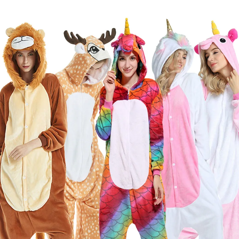 

Adult Unisex Pajamas sets cartton flannel pijama kigurumi animal pajamas for women warm hoode female sleepwear women pajamas
