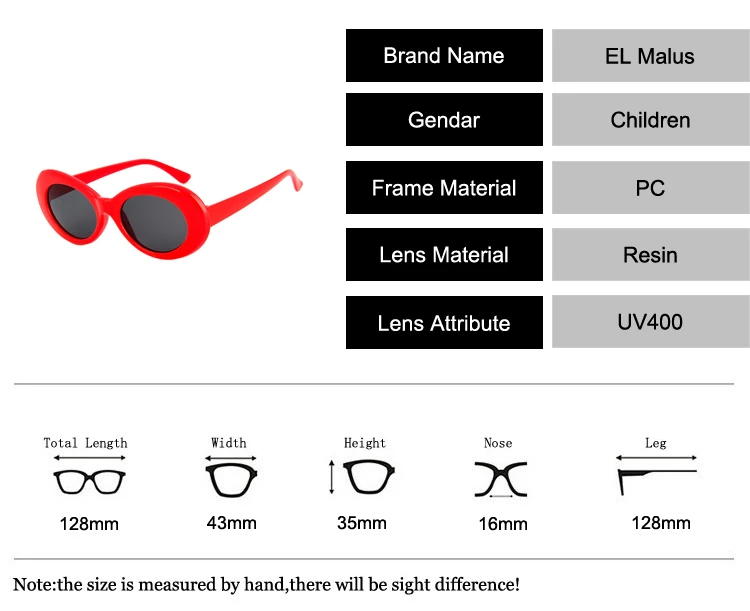 [EL Malus] Модные Детские солнечные очки UV400 овальная оправа солнцезащитные очки для девочек и мальчиков красные черные белые оттенки линзы зеркальные очки