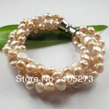 

New Arriver Pearl Jewelry Natural Lavender Color Freshwater Pearl Bracelet With Magnetic Clasp AA 7-8MM 8'' Magnet Clasp