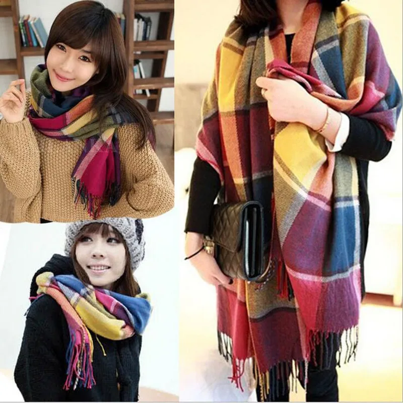 Autumn Winter font b Tartan b font Scarf Plaid Scarf cuadros New Designer Unisex Acrylic Basic