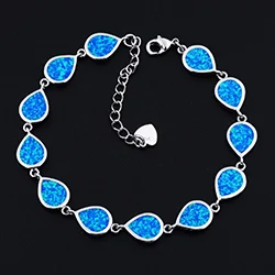 Блестящий 8 мм круглый синий/белый огненный опал браслеты для подарка - Окраска металла: DSC2977