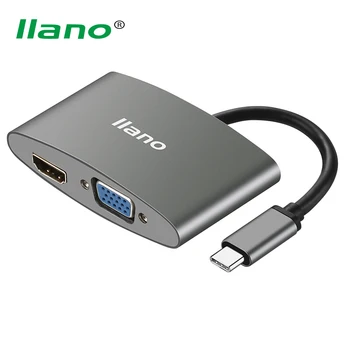 

llano Type C to HDMI VGA Converter Male to Female 4K USB-C HDMI AV Adapter Cable for Macebook Lenovo Thinkpad Xiaomi